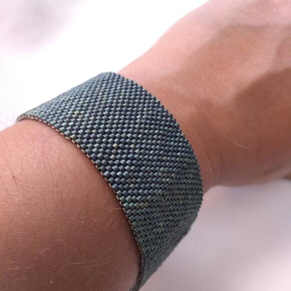 Green Beaded Vintage Bracelet Jewelry Woman Man Child Kid Accessories Antique - Picture 3 of 4